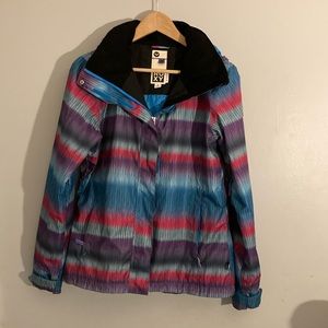 ROXY Blue Striped Winter Jacket Size S